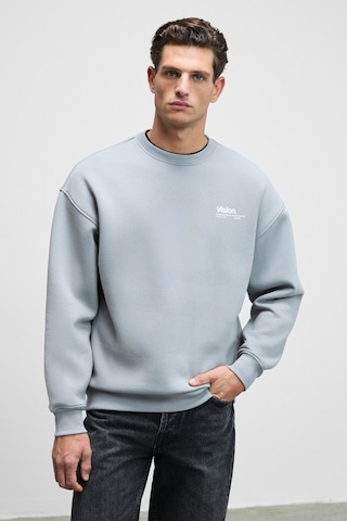 Ernest Erkek Organik Pamuklu Yumuşacık Baskı Detaylı Bisiklet Yaka İçi Polarlı Açık Gri Sweatshirt