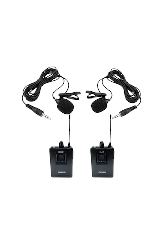Rose Rw-211-yy Uhf Kablosuz Telsiz Çift Yaka Mikrofon 2x100 Kanal