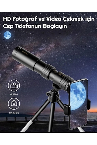 Triline 10-300x40mm Zoom Monoküler Teleskop Taşınabilir Dürbün Siyah