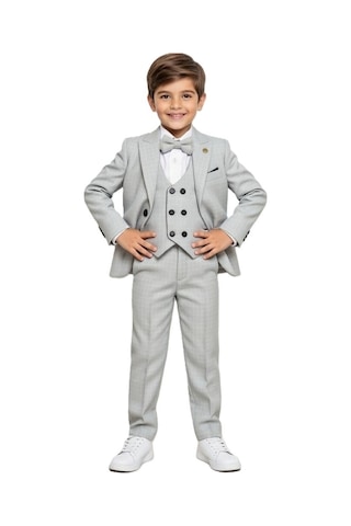 Mnk Baby & Kids Kiryos Erkek Çocuk Kareli Takım Elbise M00806 Gri