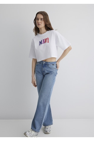 Mavi - Mavi Logo Baskılı Beyaz Tişört 1612516-620 Beyaz