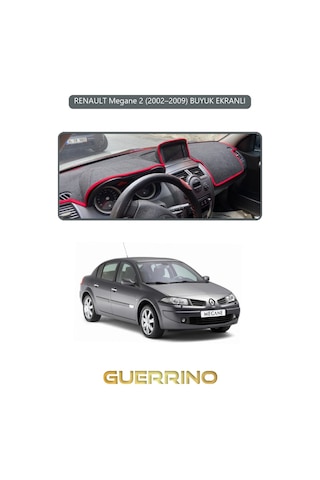 Renault Megane 2 2002 2009 Uyumlu Buyuk Ekranlıtorpido Koruma Halısı Gri Kenar