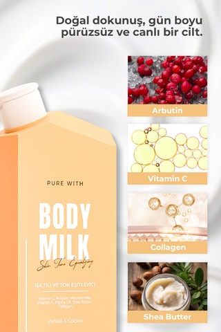 Shea Özlü Vanilya Kokulu Işıltılı Vücut Sütü 250 Ml Ton Eşitleyici Nemlendirici