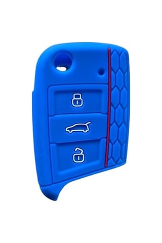 Silikon Anahtar Kabı-golf7 Mavi-kırmızı Çizgili / Sypd53-2