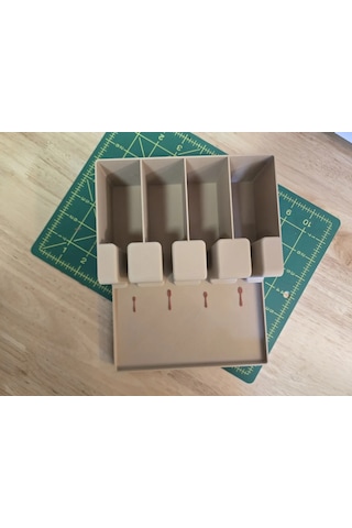 Storeşahin 3d Baskı Çatal Kaşık Bıçak Organizeri Çekmece İçi Kaşıklık Düzenleyici Sıralı Yuvalı Bej Shn0720