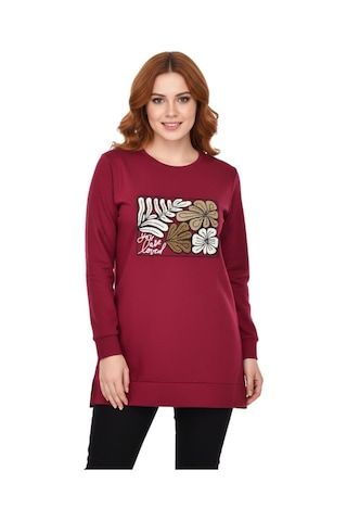 Caftan Kadın Sıfıryaka Önü Nakışlı Tunik Bgl-st05085 Bordo