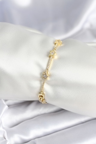 Pirinç Gold Renk Halley Yıldız Model Kadın Bileklik Çok Renkli