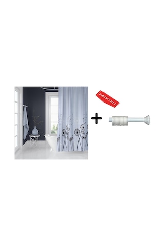 Banyo Duş Perdesi 2200 120x200 Perde Borusu Askı Aparatı 90x130 Hediyeli Çok Renkli