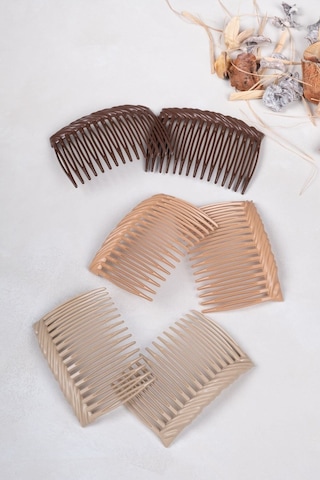 Okavango Kahve Ton 6'lı Yan Tarak Seti Çok Renkli