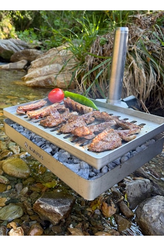 Bravon Outdoor Taşınabilir Kamp Mangalı , Paslanmaz Mangal , Ateş Çukuru,dikdötgen , Isı Ayarlı