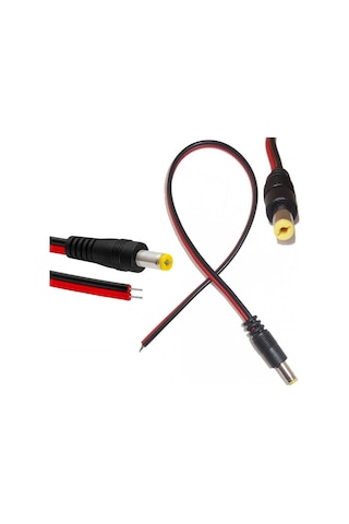 6 ADET 30 cm. JACK POWER CCTV JAK 5.5*1.7mm KAMERA ERKEK KABLO