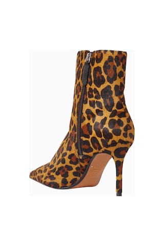 Schutz City Natural 85 Leopar Baskılı, Dana Kuzu Derisi Sivri Burun Lüks Topuklu Bot Kahverengi