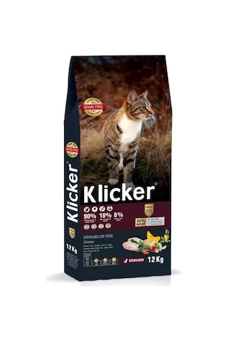 Klıcker Tavuklu Kısırlaştırılmış Yetişkin Kedi Kuru Maması 12 KG