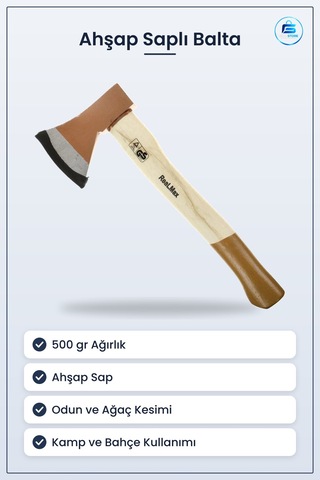 Balta 500 Gr Ahşap Saplı Kamp Odun Kesme Bahçe Ağaç Kesim Hırdava
