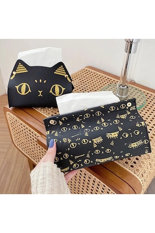 A-kağıt Havlu Kutusu Karikatür Kedi Tasarım Sevimli Karikatür Desen Ev Ofis Tuvalet Araba Masaüstü Çekmece Tuvalet Kağıdı Çekmecesi