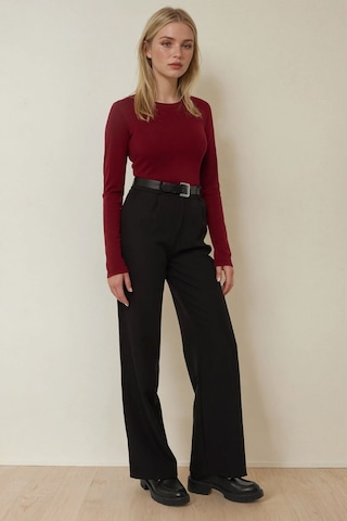 Hiccup Kayık Yaka Uzun Kollu Slim Fit Top Bordo Kırmızı