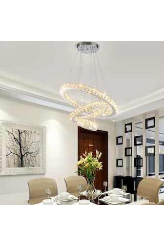 Alfa Kristal Taşlı 40 Lık Led Modern Salon Avize