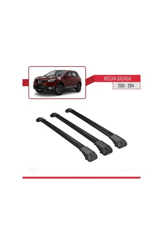 Nissan Qashqai 2010-2014 Arası İle Uyumlu Ace-1 Ara Atkı Tavan Barı Siyah 3 Adet Bar