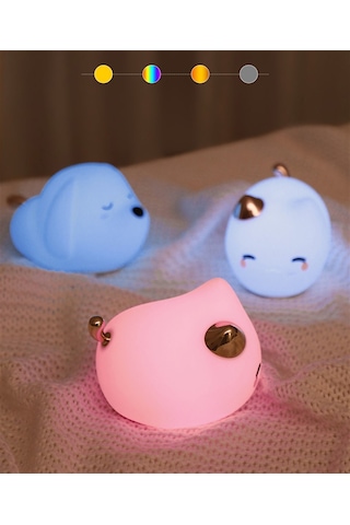 Baseus Cute Series Silikon Sevimli Kitty Karikatür Gece Lambası Beyaz