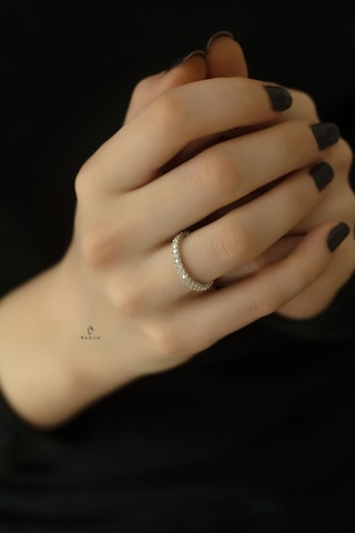 Tamtur Tek Sıra Yuvarlak Taşlı 925 Ayar Gümüş Yüzük