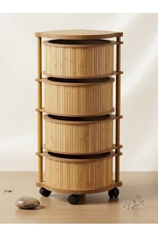 Bambu 3 Katlı Organizer Raf 43x33x98 Cm - Çok Amaçlı Banyo Mutfak Ve Balkon Düzenleyici Çok Renkli