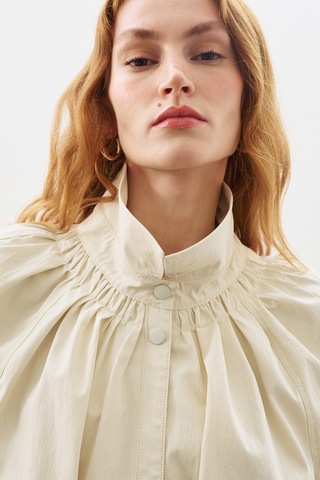 Oversıze Bağlamalı Midi Trençkot Taş Taş