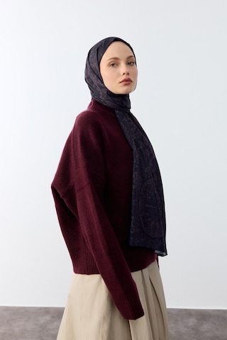 Mirsoy Scarf Mirayze Etnik Desen Şal Mürdüm