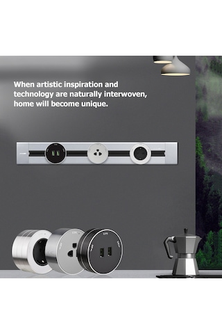 Geeroyoo Çoklu Usb Bağlantılı, 16a Avrupa Stili Kare Gri Elektrik Rayı Adaptörü