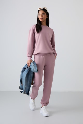 Tommy Life Gül Kurusu Basic Pamuklu O Yaka Oversize Lastik Paça Kadın Eşofman Takım - 95287 Gül Kurusu