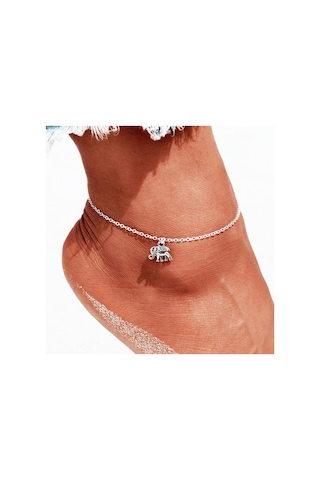 Brezza Lusso Jewelry Gümüş Kaplama Fil Figürlü Bayan Ayak Halhal Gümüş