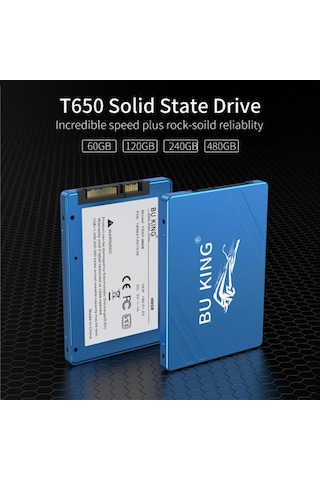 Bu Kıng Ssd2.5 İnç Black Bear Uyumluluk Hız İletimi Ve Kaya Gibi Sağlam Güvenilirlik Yüksek Kaliteli Bellek Yongaları Siyah 60 Gb