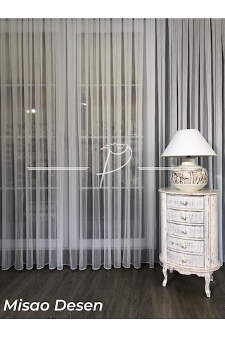 Tül Perde Düz Etek Kurşunlu Spor Desen Etek Sık Kurşun Sarımlı Ekru