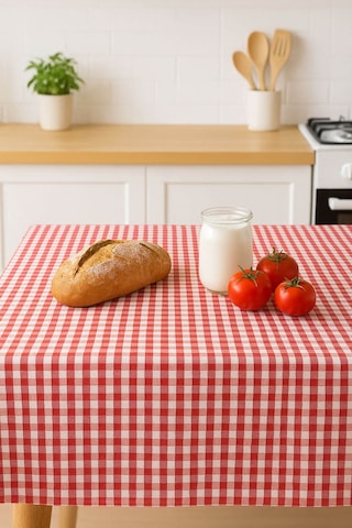 Zefira 170x170 Cm Balkon, Piknik, Mutfak Masa Örtüsü & Yer Sofra Bezi Kırmızı