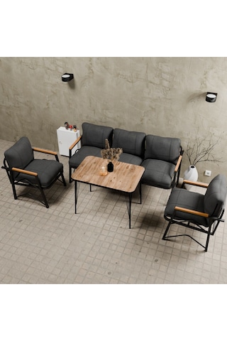 Mb Garden Furnıture Simetri Model, Balkon, Bahçe, Cafe, Metal Koltuk Takımı, Bahçe Takımı , Çay Seti, 3+1+1+masa Antrasit