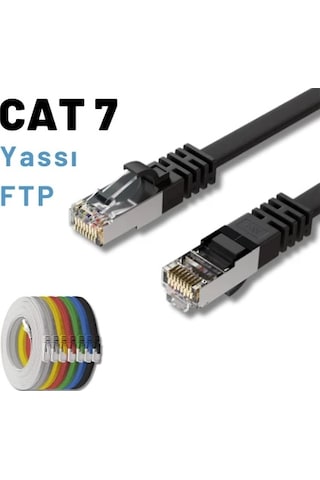 Irenıs 3 Metre Siyah Cat7 Kablo Yassı Ftp Ethernet Network Lan Ağ Kablosu