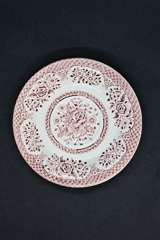 Damgasız İngiliz Vintage Çay Fincan Tabağı 15 Cm Kırmızı