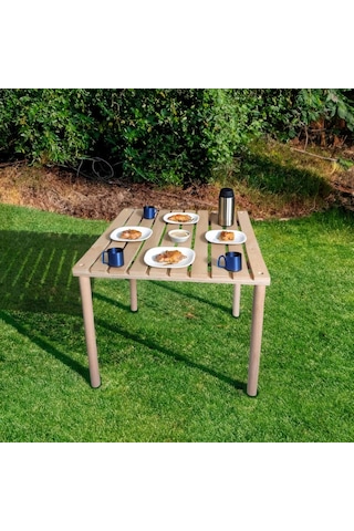 Asudehome Ahşap Katlanabilir Rulo Kamp Masası - Çantalı Piknik Ma