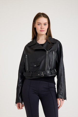 Oversize Biker Bayan Deri Ceket Vb-8 Bk-2518 - 23350 Siyah
