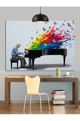 Piyano Çalan Piyanist Sanat Dekoratif Kanvas - Mdf Ahşap Tablo