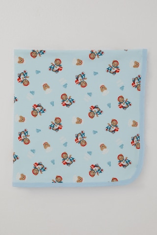 Breeze Yenidoğan Bebek Battaniyesi Pizza Kuryecisi Sevimli Ayıcık Desenli Standart , Bebe Mavisi