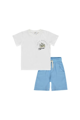 Civil Boys California Palmiye Baskılı 2 -5 Yaş Takım - Ekru 17M16263326S1