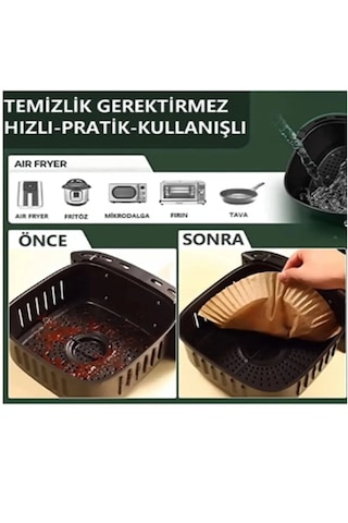 Büyük Boy Fritöz Pişirme Kağıdı Air Fryer Xl-xxl Uygun Kare Tabak Model 50 Adet