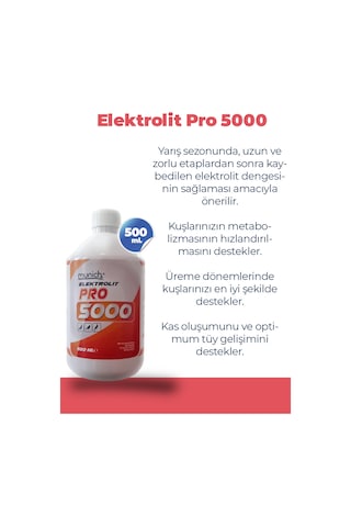 Kanatlı Hayvanlar İçin Elektrolit Pro 5000 500ml