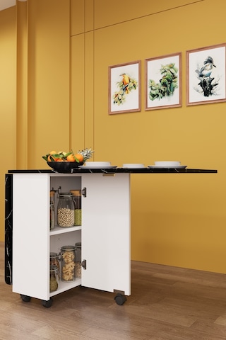 Lüks Katlanır Mutfak Yemek Masası %100 MDF Pratik Raflı Çalışma Masası KM15