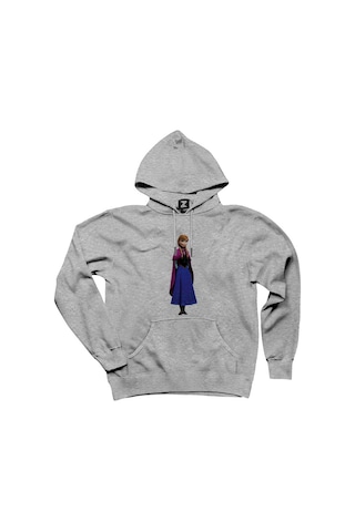 Karlar Ülkesi Anna siluet Gri Kapşonlu Sweatshirt Hoodie Gri