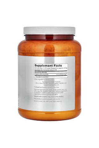 Now Foods Sports Micronized Creatine Monohydrate 1 Kg Aromasız