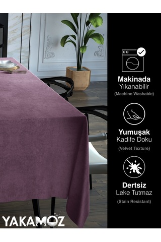 Lavanta Pembesi Kadife Dokulu Masa Örtüsü Dertsiz Velvet Touch Serisi Lavanta Pembesi