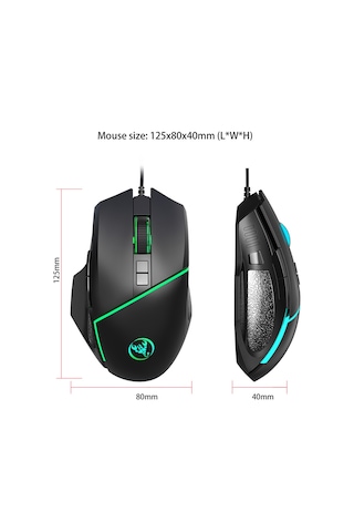 Mufunye Hxsj A876 Renkli Işık Efektli 6400 Dpı Ayarlanabilir Kablolu Oyun Faresi A876