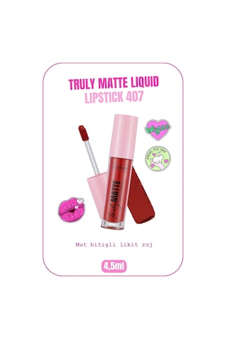 Callista Truly Matte Liquid Lipstick Mat Likit Ruj 407 Cherry Pop - Kırmızı