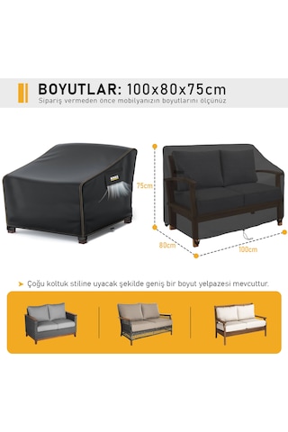 Haegs Tek Kişilik Bahçe Koltuk Örtüsü, Koruma Kılıfı, Su Geçirmez Açık Hava Bahçe Mobilya Kılıfları, Dış Mekan Sandalye Kılıfı Örtü Branda, Ağır Hizmet Tipi, 100-80-75cm - Siyah